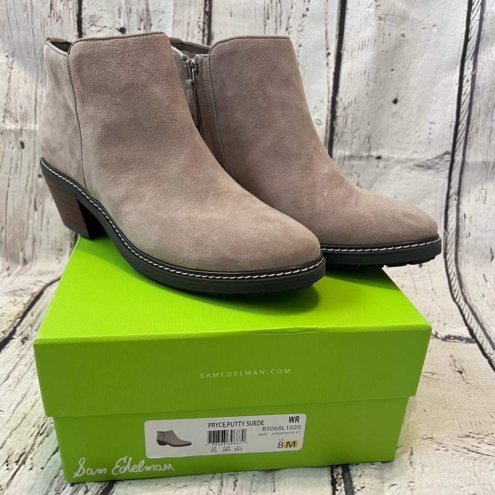 Sam Edelman Pryce grey suede ankle bootie size 8